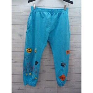 Cooper 9 Los Angeles Flame on Drip Cotton Sweatpants blue Sz M Womens